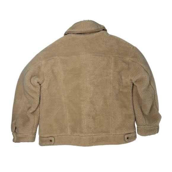 Free People Tan Sherpa Jacket Women’s Large Cozy Winter Coat - Picture 4 of 7